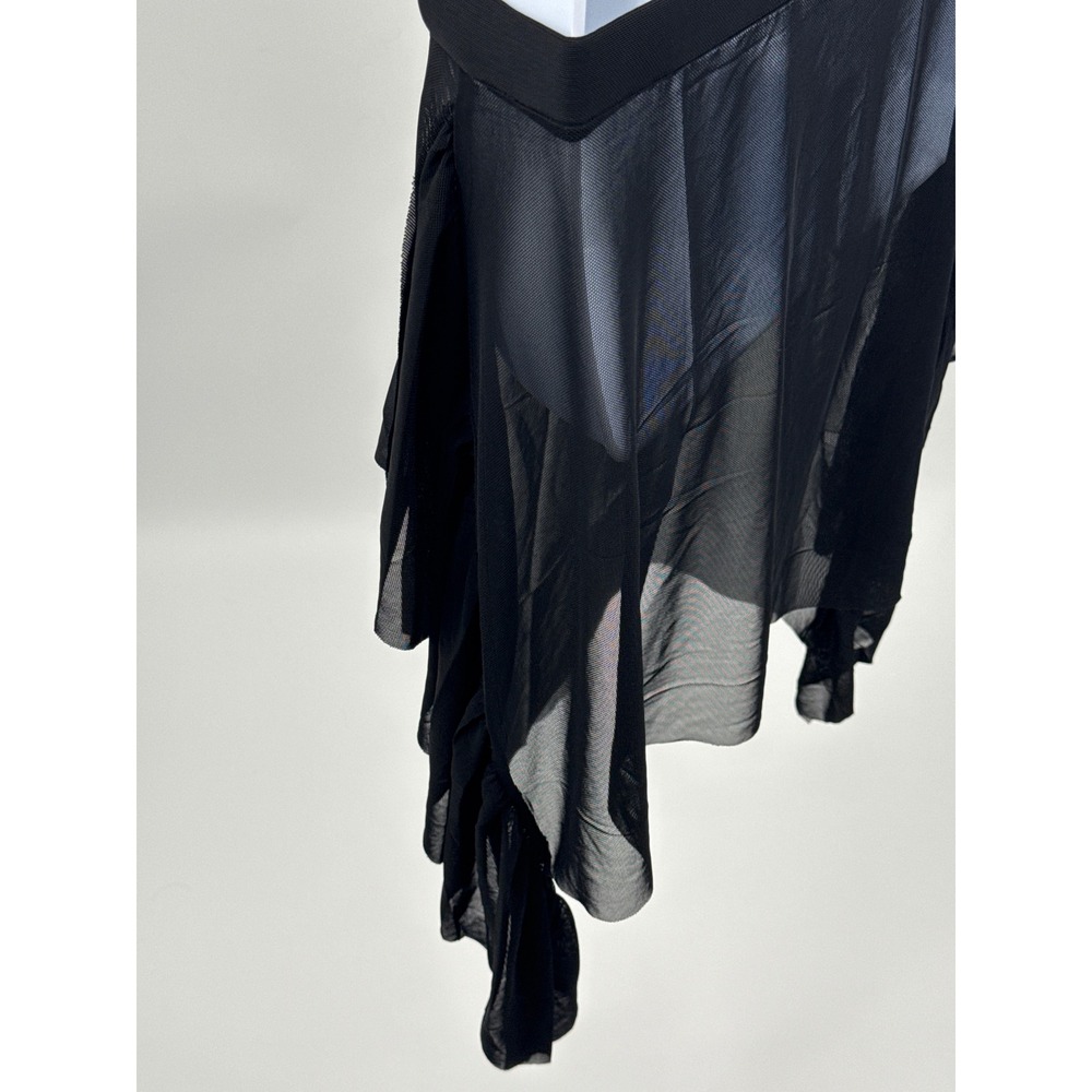 Mermaid Swimwear Black Mesh Ruffle Skirt Swimsuit Cover Up Asymmetrical L/XL - Picture 3 of 7